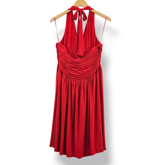Jones New York Red Halter Dress Size 14 Cocktail Party Monroe Christmas Holiday - Picture 2 of 10